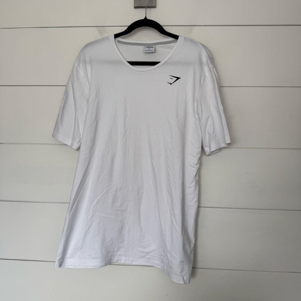 Gymshark Men’s XL White Black Logo Short Sleeve Tee